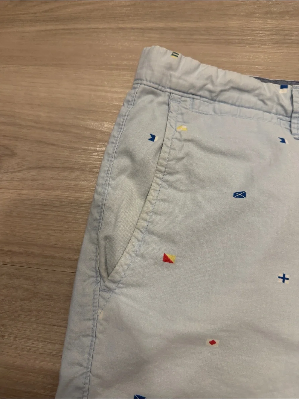 Merona Light Blue Embroidered Micro-Flag Flat Front Men’s Shorts